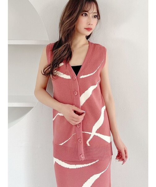 ニュアンスパターンニットベスト【セットアップ着用可能】