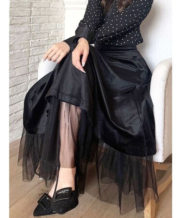 ベロアチュールロングスカート
