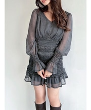 シャーリングシアーミニワンピース