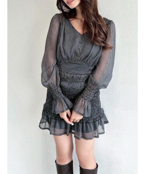 シャーリングシアーミニワンピース