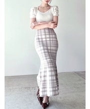 ショルダーオープンマーメイドニットワンピース