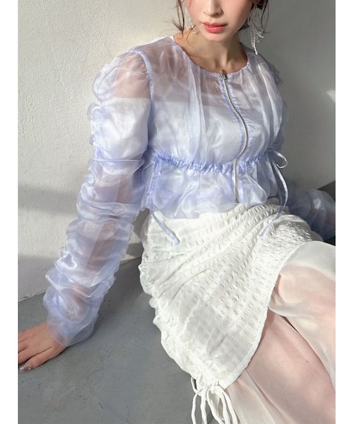 ギャザークロップドシアーブルゾン