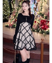 ドッキングフレアミニニットワンピース【完売カラーは品番：1526103220で販売中】