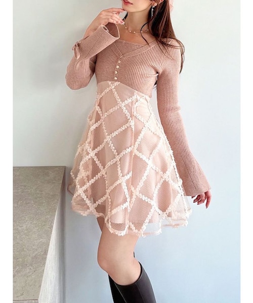 ドッキングフレアミニニットワンピース｜リゼクシーの通販｜&mall