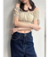 シャーリングクロップドトップス