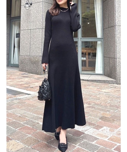 【WEB限定】ラグランスリーブニットワンピース【M】