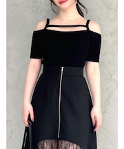 ストリングデザインニットトップス