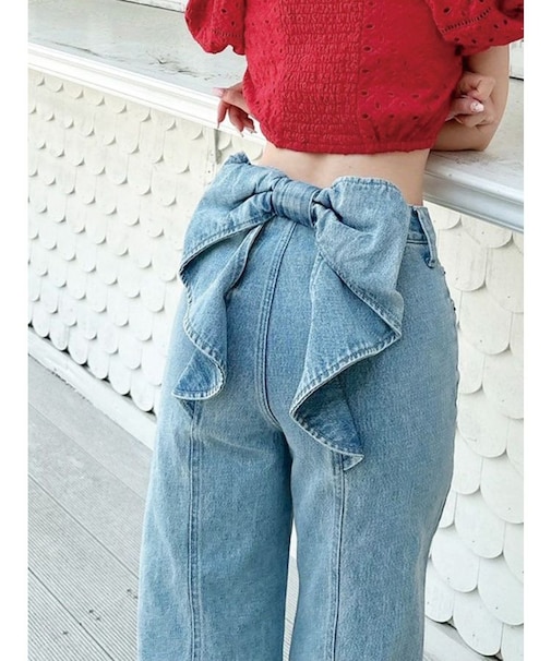 バックリボンデニムパンツ