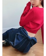 バックリボンデニムパンツ