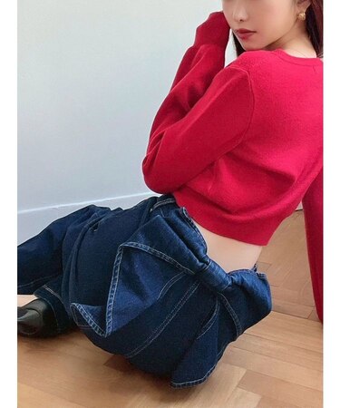 バックリボンデニムパンツ