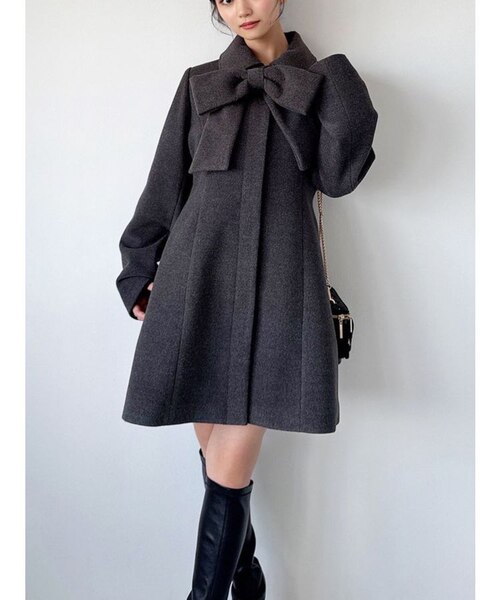 SHIPS any: カシミヤ ミックス スタンドカラー ミドル コート