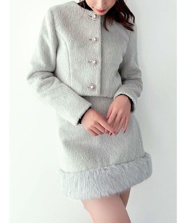 ノーカラーショートジャケット【セットアップ着用可能】