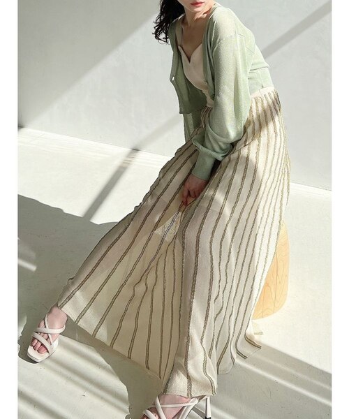 シャイニーストライプニットワンピース【セットアップ着用可能