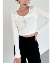 UネックロングTシャツ