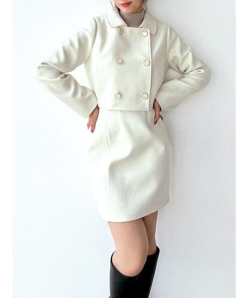 ダブルブレストショートコート【セットアップ着用可能】