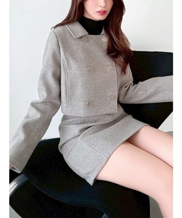 ダブルブレストショートコート【セットアップ着用可能】