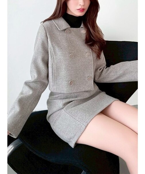 ダブルブレストショートコート【セットアップ着用可能】