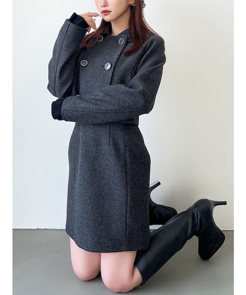 SHIPS any: カシミヤ ミックス スタンドカラー ミドル コート