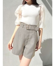 ウエストデザインショートパンツ【セットアップ着用可能】