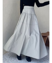 ギャザーナイロンフレアスカート