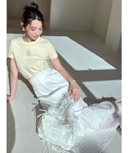 スカラップ切替えフレアスカート