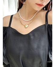 ポイントハート2連ネックレス