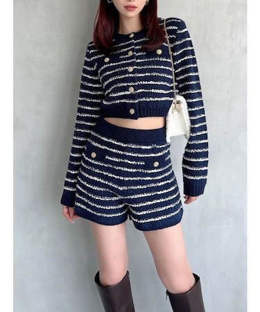 ツイードボーダーニットパンツ【セットアップ着用可能】