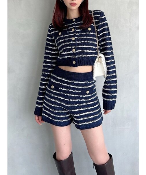 ツイードボーダーニットパンツ【セットアップ着用可能】