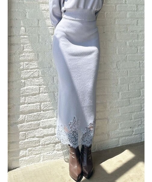 レーストリムニットスカート【セットアップ着用可能】