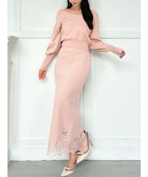 レーストリムニットスカート【セットアップ着用可能】