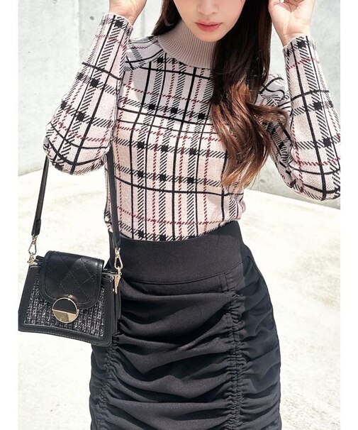 ハイネックベーシックニットトップス