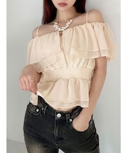 オフショルシャーリングチュニック