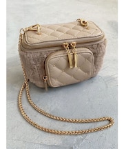 フロントポケットエコファーバニティバッグ