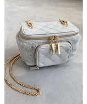 フロントポケットエコファーバニティバッグ