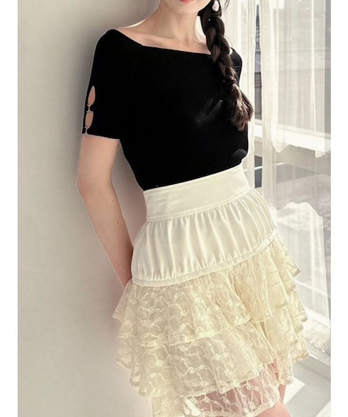 スリーブデザインニットトップス