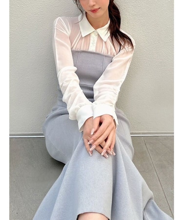 シャツドッキングニットワンピース