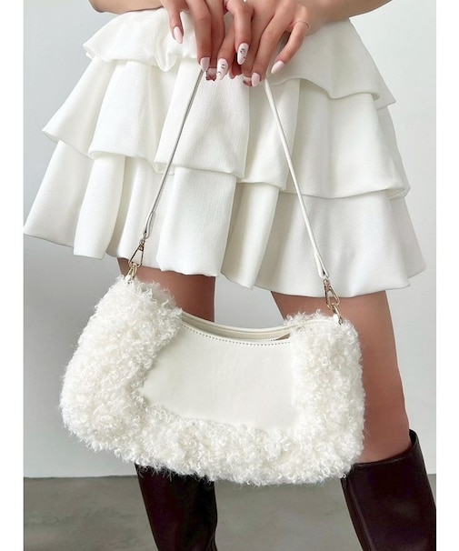 カールフェイクファーコンビハンドバッグ