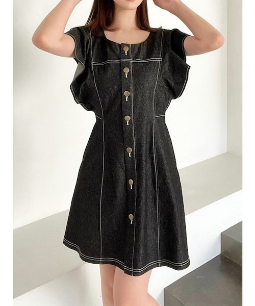 PRIORITYミムミムデニム 38サイズMal.レレレさん ラッフルデニムミニワンピース｜リゼクシーの通販｜&mall