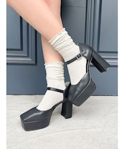 チャンキーヒールセパレートパンプス
