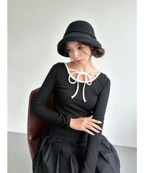 【ZOZO限定】バイカラーリボンカットトップス