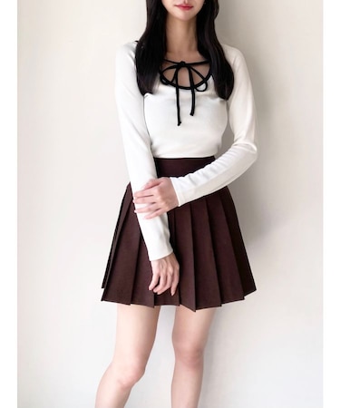 【ZOZO限定】バイカラーリボンカットトップス