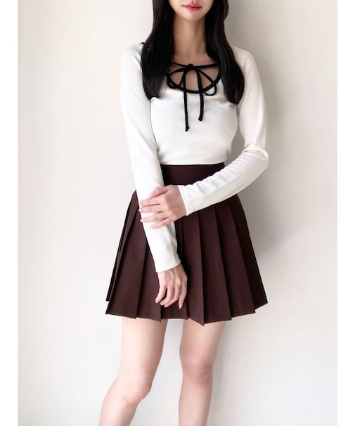 【ZOZO限定】バイカラーリボンカットトップス