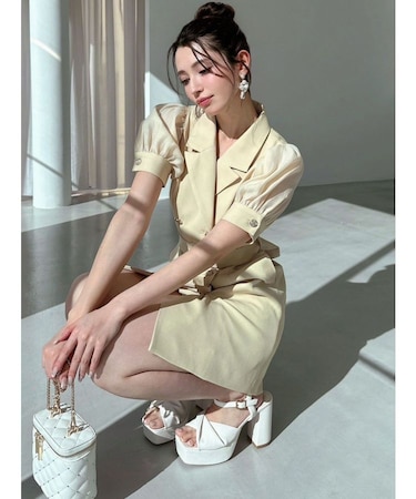 スリーブシアーデザインミニワンピース