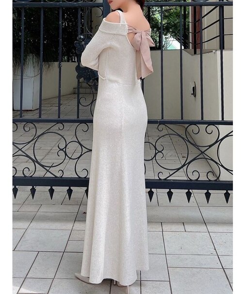 バックリボンマーメイドニットワンピース