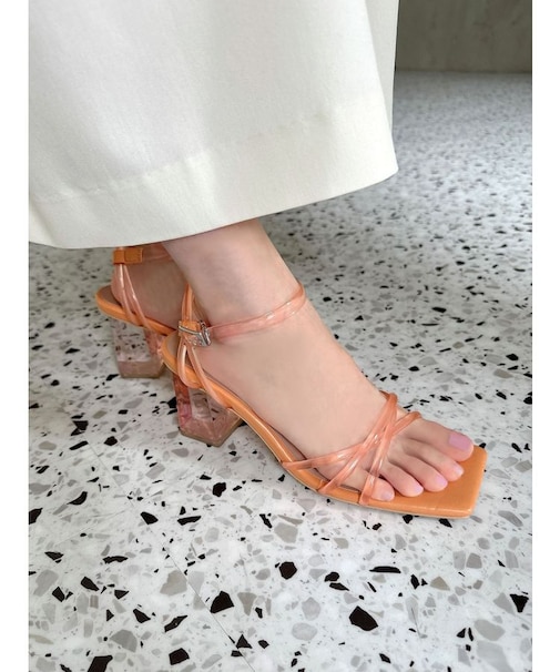 ナローストラップクリアヒールサンダル