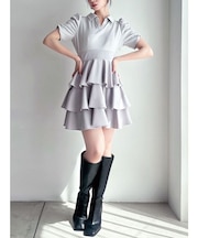 ボリュームフレアミニワンピース