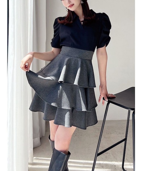 ボリュームフレアミニワンピース｜リゼクシーの通販｜&mall（アンド