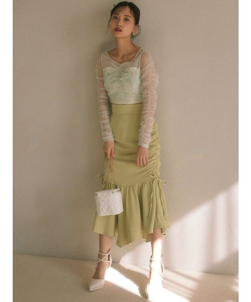 サイドギャザーマーメイドスカート