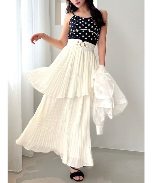 シフォンプリーツキャミワンピース