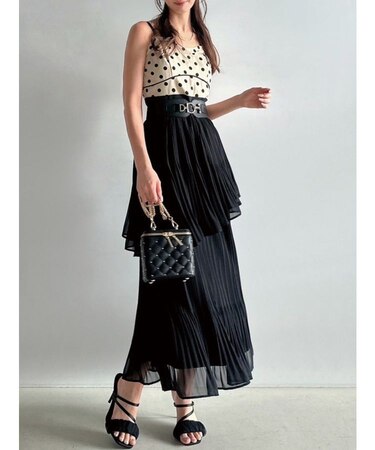 シフォンプリーツキャミワンピース